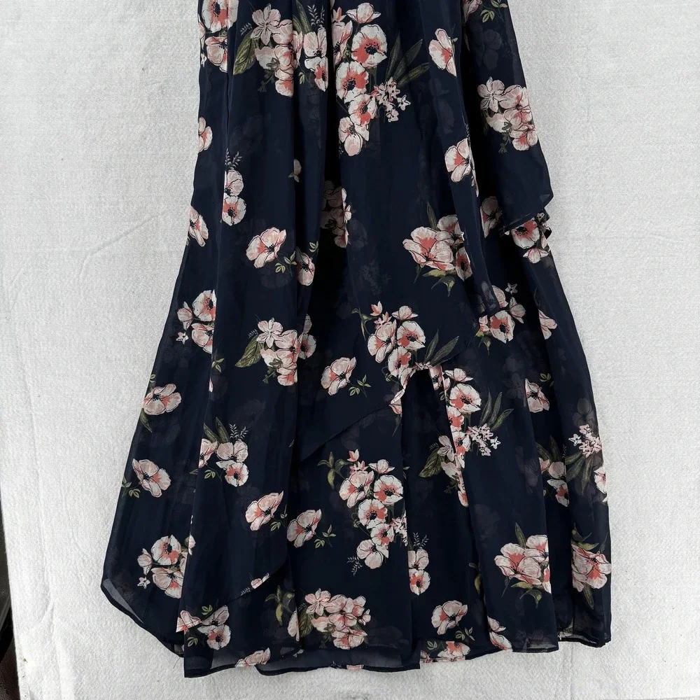 Abercrombie‎ & Fitch Dress Womens Extra Small Navy Floral Maxi Cold Shoulder XSP